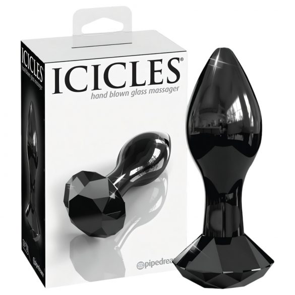 Icicles No. 78 - Κωνικό γυάλινο πρωκτικό plug (μαύρο)