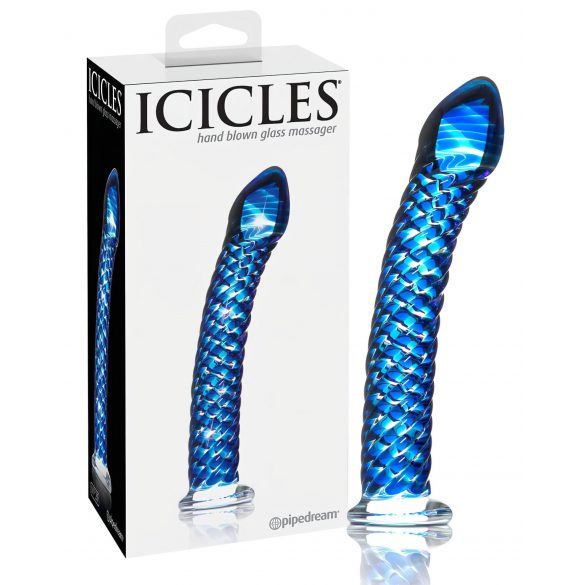 Icicles Νο. 29 - Σπειροειδές Γυάλινο Δονητής (Μπλε)