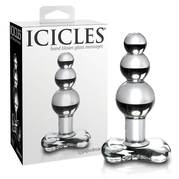 Icicles No. 47 - τριπλό σφαιρικό, γυάλινο πρωκτικό βύσμα (διάφανο)