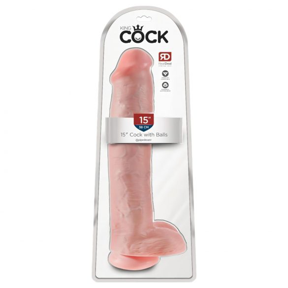 King Cock 15 - δονητής με όρχεις & βάση (38cm) - φυσικός