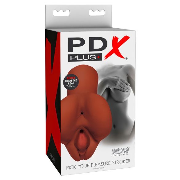 PDX Pick Your Pleasure Stroker - 2in1 φυσική απόλαυση (καφέ)