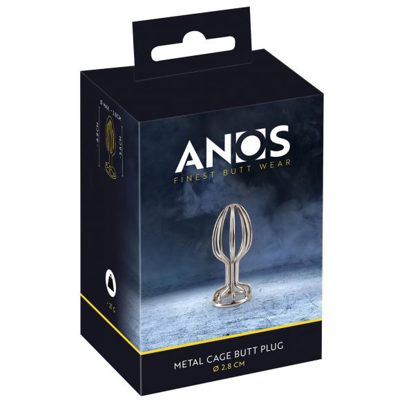 ANOS Metal 2,8cm - ατσάλινο ασημί πρωκτικό plug με κλουβί