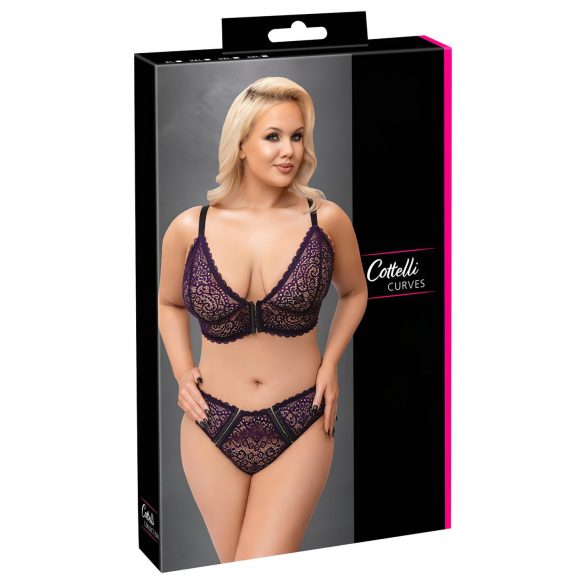 Σετ σουτιέν Cottelli Curves Plus Size - διάφανο με σχέδια (μωβ)