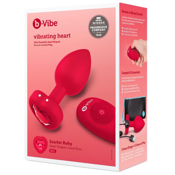 b-vibe καρδιά - επαναφορτιζόμενος ασύρματος πρωκτικός δονητής (κόκκινο)